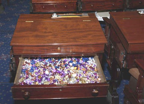 A photo of the so-called “Candy Desk” in the US Senate