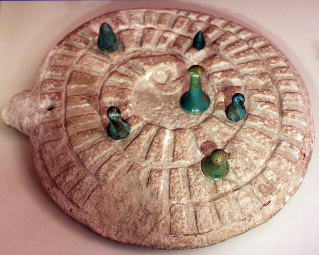 Mehen game with gemstones, from Abydos, Egypt, 3.000 BC, Neues Museum  Photo Credit
