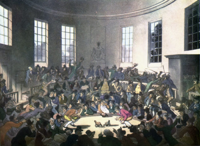 Cockfight in London, c. 1808