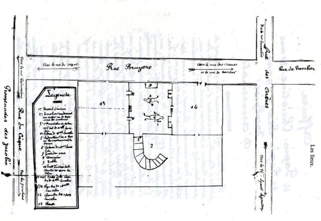 Diagram of scene of crime, 6 Rue Bruyère.