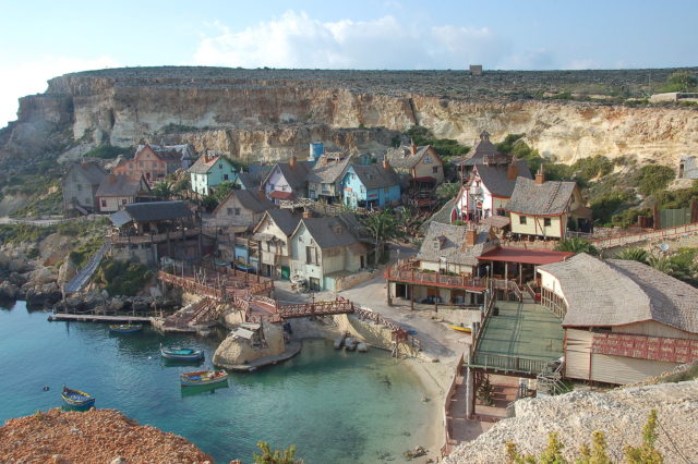 Popeye Village in Anchor Bay, taken from the hill overlooking the village (the early 2000s) Photo Credit