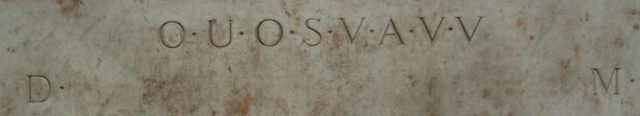 The eight letters which stumped decoders for many years — “OUOSVAVV,” framed by the letters “DM.” Many believe that it does not actually stand for anything and that it was inscribed just to fool and mislead whoever believes there is something more to the mystery.