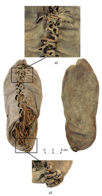 The Areni-1 shoe. Photo by Pinhasi R, Gasparian B, Areshian G, Zardaryan D, Smith A, et al.  PLoS ONE 5(6): e10984. CC BY 2.5