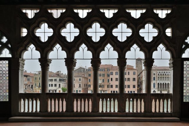 View of the Canal Grande from the first balcony of the Ca’ d’Oro, Venice. Photo Credit