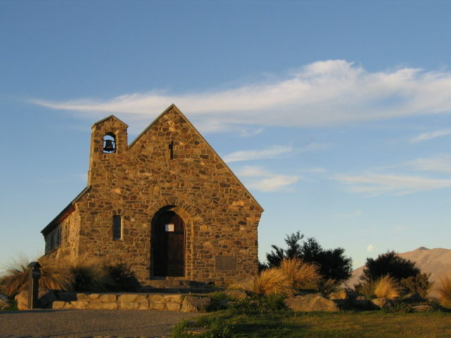 Church of the Good Shepherd during a summer sunset in February
