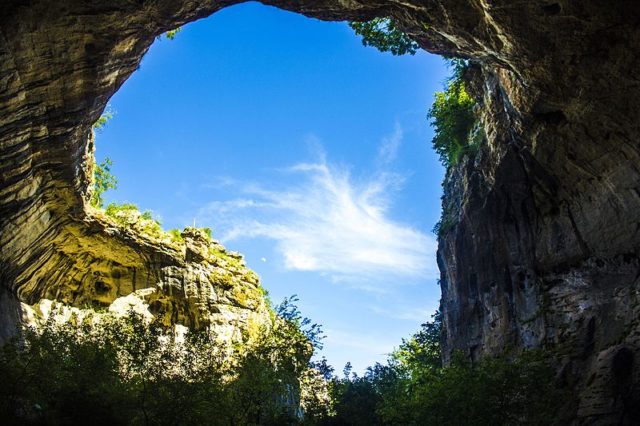 The exit from Prohodna Cave. Photo Credit
