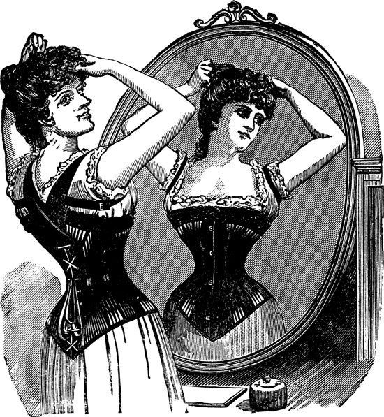 Tightlacing: The extreme practice of wearing a tightly-laced corset popular  during the 19th century