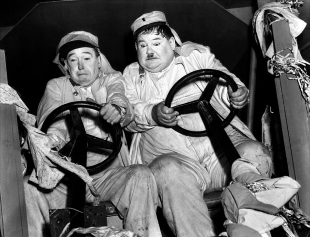 Laurel and Hardy in “The Flying Deuces” (1939).