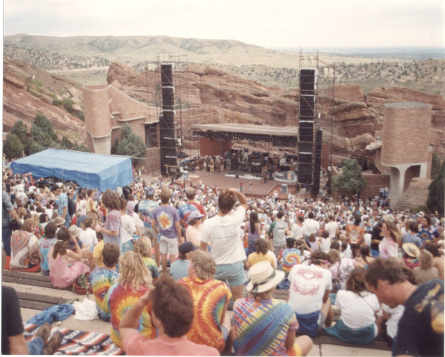 Fans attending a Grateful Dead concert at Red Rocks, Colorado, 1987. Photo Credit