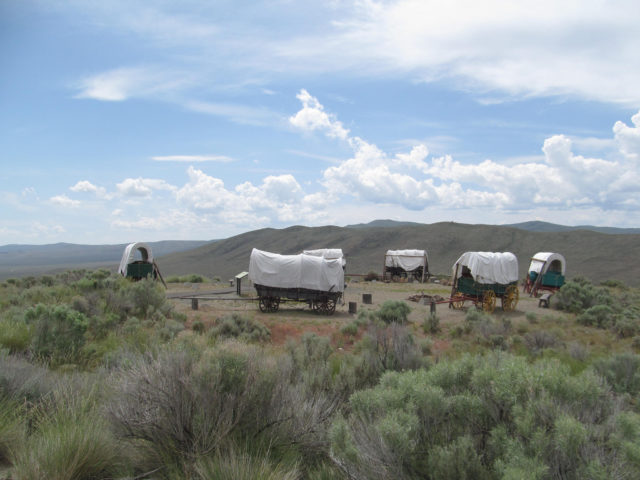 Wagons at the National Historic Oregon Trail Interpretive Center – Baker City, Oregon. photo credit