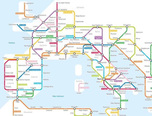 The road networks transformed in a smart subway map scattering through Europe. photo credit