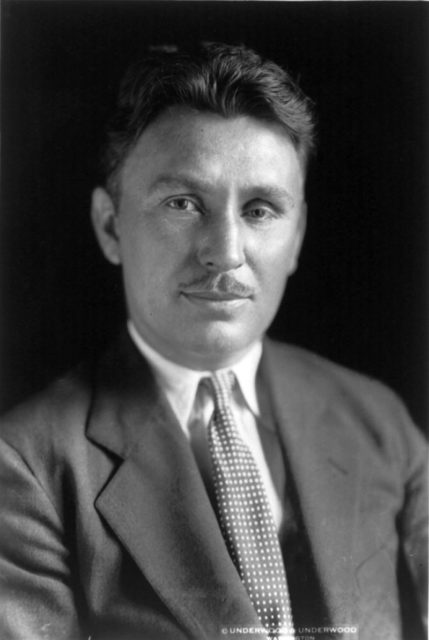 Wiley Post, American aviator. Glass eye worn for portrait.