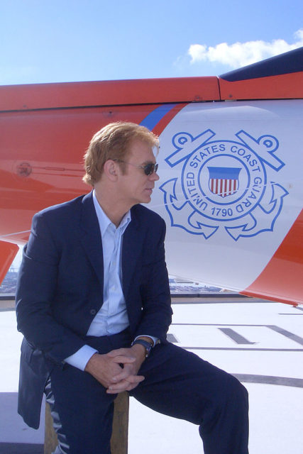 Lieutenant Horatio Caine and his famous sunglasses in CSI: Miami, portrayed by David Caruso. November 2004.