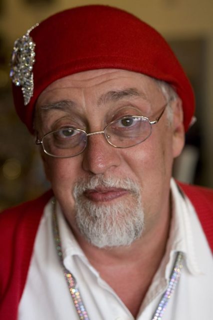 Photo of activist and designer of the Pride flag Gilbert Baker, photographed at the Castro during SF Pride 2012. Photo credit