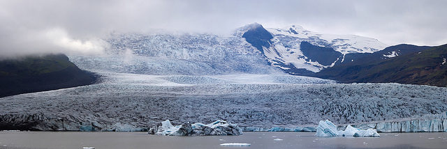 Vatnajökull is Europe’s largest glacier, covering almost 8,100 sq. km and almost 1,000 m thick at its thickest point.  Photo Credit