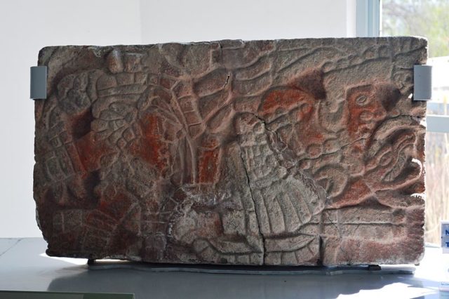 Relief of Toltec ruler at the Guadalupe Mastache Orientation Center. Photo credit