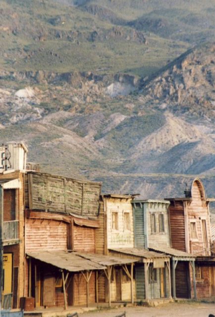 Set of “The Good, the Bad and the Ugly” with the distinctive rugged terrain in the background. Author: Nick, CC BY 2.0