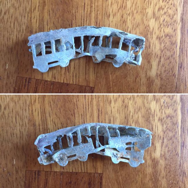 Lead train found recently by eye on the Thames foreshore Author: Lara Maiklem.