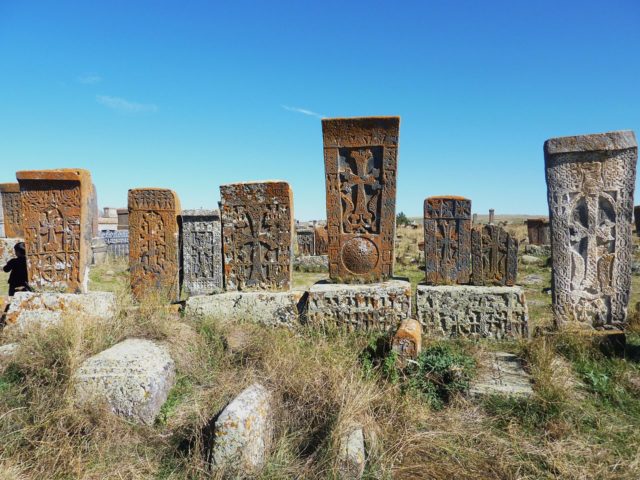 Richly carved stone crosses. Author: Moreau.henri CC by 3.0