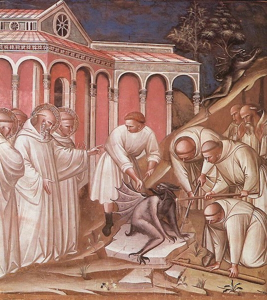 “Exorcism of St Benedict” by Spinello Aretino, 1387.