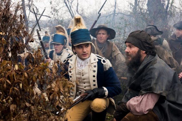 Daniel Henshall as Caleb Brewster, far right, and Seth Numrich as Ben Tallmadge, an aide to Washington  Photo Credit: Antony Platt/AMC