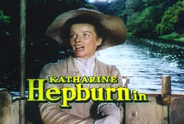 Screenshot of Katharine Hepburn from the trailer for the film “The African Queen.”