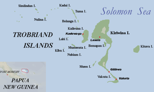 Trobriand Islands map, Papua New Guinea