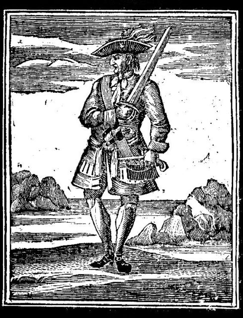 A woodcut of Rackham from Charles Johnson’s 1725 edition of “A General History of the Pyrates”.
