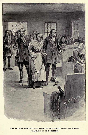 A fanciful representation of Rebecca Nurse’s trial by John R. Musick.