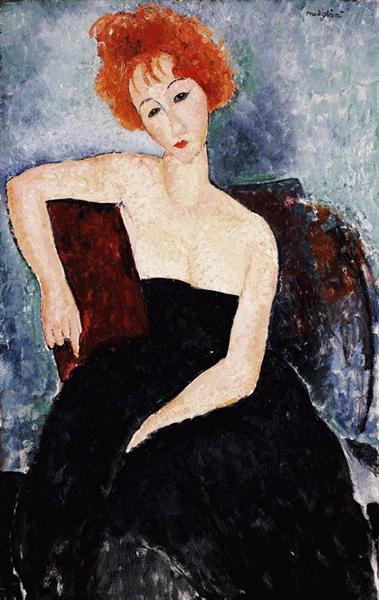 “Red-Headed Girl in Evening Dress,” 1918. Regarded as Modigliani’s most famous work.