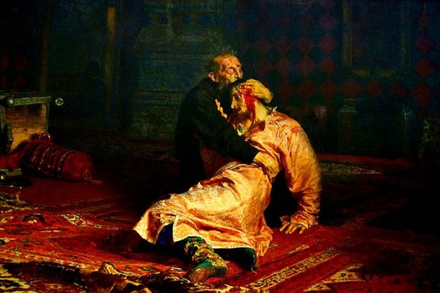 Ivan the Terrible killing his son; painting by Ilya Repin