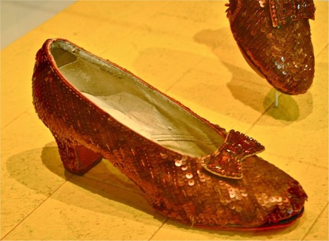 Ruby Slippers from the film The Wizard of Oz displayed at the Smithsonian Institution. Photo Credit