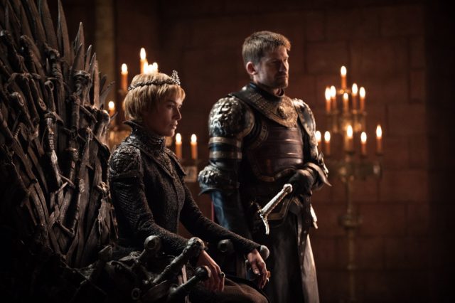 Lena Headey and Nikolaj Coster-Waldau in their respective roles of Cersei Lannister and Jamie Lannister. The Iron Throne and the Lanisters owe a great debt to the Iron Bank. Credit: Helen Sloan/HBO