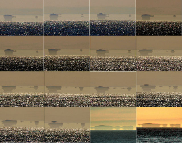 A sequence of a Fata Morgana of the Farallon Islands as seen from San Francisco, Author: Brocken Inaglory, CC BY-SA 3.0