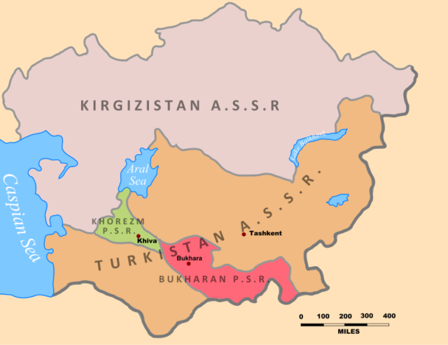 Soviet Central Asia in 1922. Author: Seb az86556 CC BY-SA 3.0
