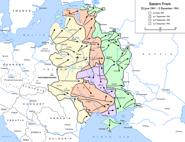 The Eastern Front during the Operation Typhoon assault on Moscow, 1941 Author:Gdr CC BY-SA 3.0