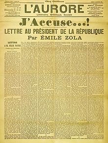 Front page of the newspaper “L’Aurore” for January 13, 1898, with the letter J’Accuse…!, written by Émile Zola about the Dreyfus affair. – Paris Museum of Jewish Art and History