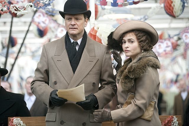 Colin Firth as King George VI and Helena Bonham Carter as Queen Elizabeth on the set of “The King’s Speech” at Queen Street Mill Textile Museum Author: Lancashire County Council  CC-BY 2.0