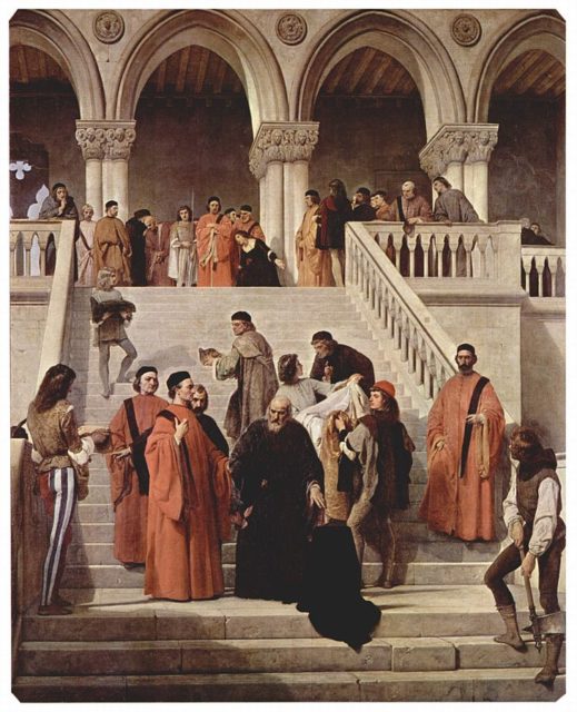 “The Ten” in Francesco Hayez’s “The Death of the Doge Marin Faliero” (1867)