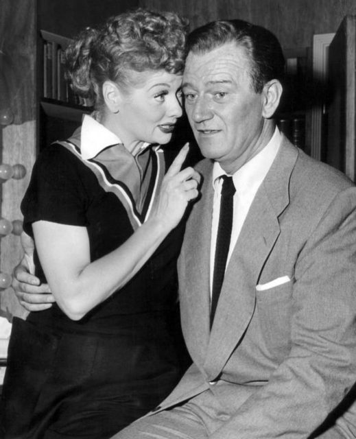 Lucille Ball with John Wayne in I Love Lucy, 1955