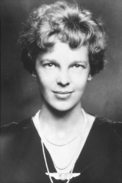 Amelia Earhart in evening clothes