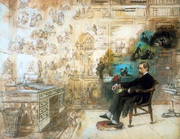 “Dickens’s Dream,” depicting the writer and his many characters. Painted 1875.