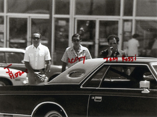 An FBI surveillance photograph of Donnie Brasco, Benjamin “Lefty” Ruggiero, and Tony Rossi.