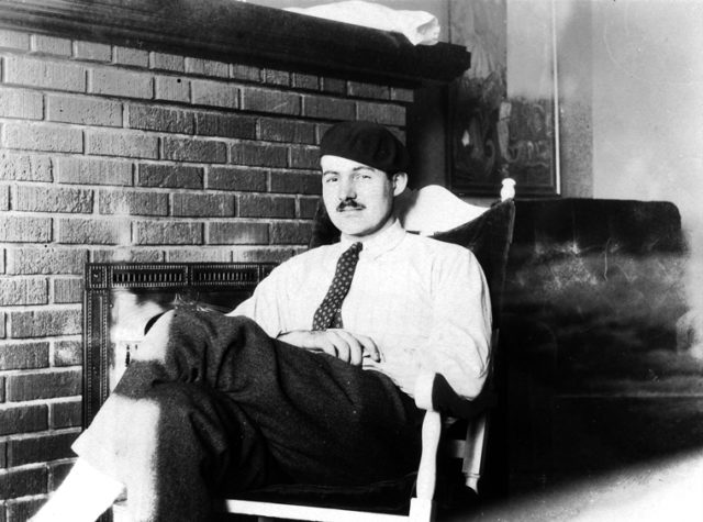 Hemingway at home in his apartment on the Left Bank, Paris, 1924