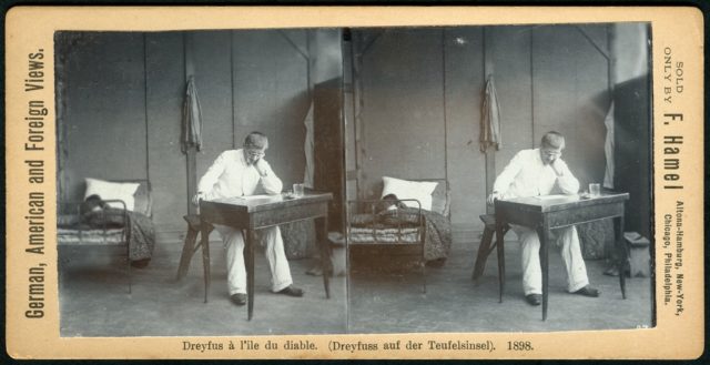 Alfred Dreyfus in his room on Devil’s Island in 1898