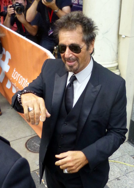 Al Pacino at the premiere of “Manglehorn,” 2014 Toronto Film Festival Author: GabboT – Manglehorn 03 CC BY-SA 2.0