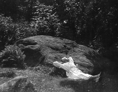 Ted Shawn resting on the Jacob’s Pillow Rock