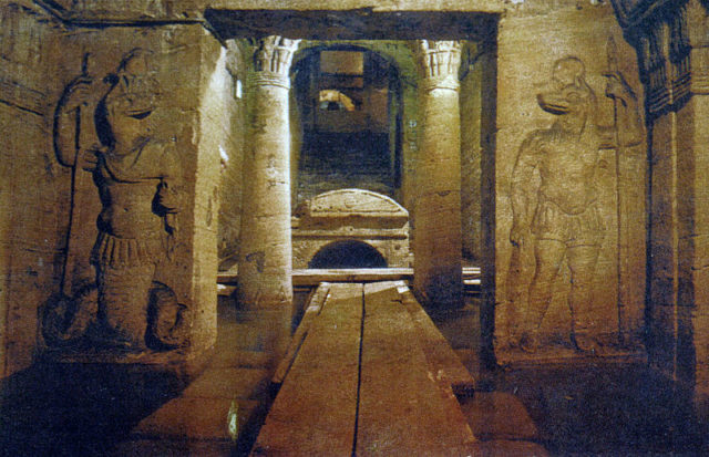 Entrance to a burial chamber flanked by Egyptian gods Author:Jerrye & Roy Klotz, MD CC BY-SA 3.0