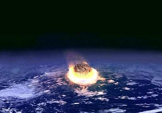 A major impact event releases the energy of several million nuclear weapons detonating simultaneously, when an asteroid of only a few kilometers in diameter collides with a larger body such as the Earth