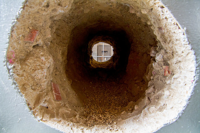 Andy’s escape tunnel, prop from the filming of “The Shawshank Redemption.” Ohio State Reformatory, Mansfield, Ohio. Author CC BY-ND 2.0